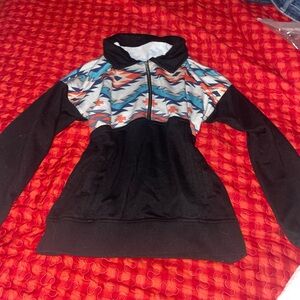 Women's Black and Multicolor Patterned Sweater